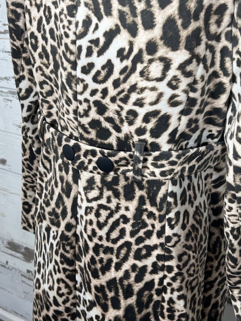 CABI Sophia Leopard Print Longline Jacket Brown Black Sz L #4602 NWOT - Picture 5 of 7